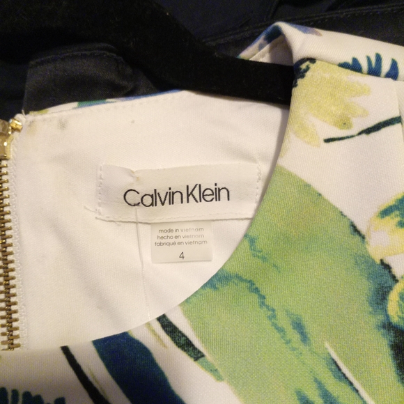 Calvin Klein White and Green Floral Midi Dress - Picture 4 of 4
